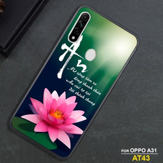 Ốp mặt lưng kính cường lực OPPO A31 IN CHỮ THƯ PHÁP TÂM AN ĐỨC