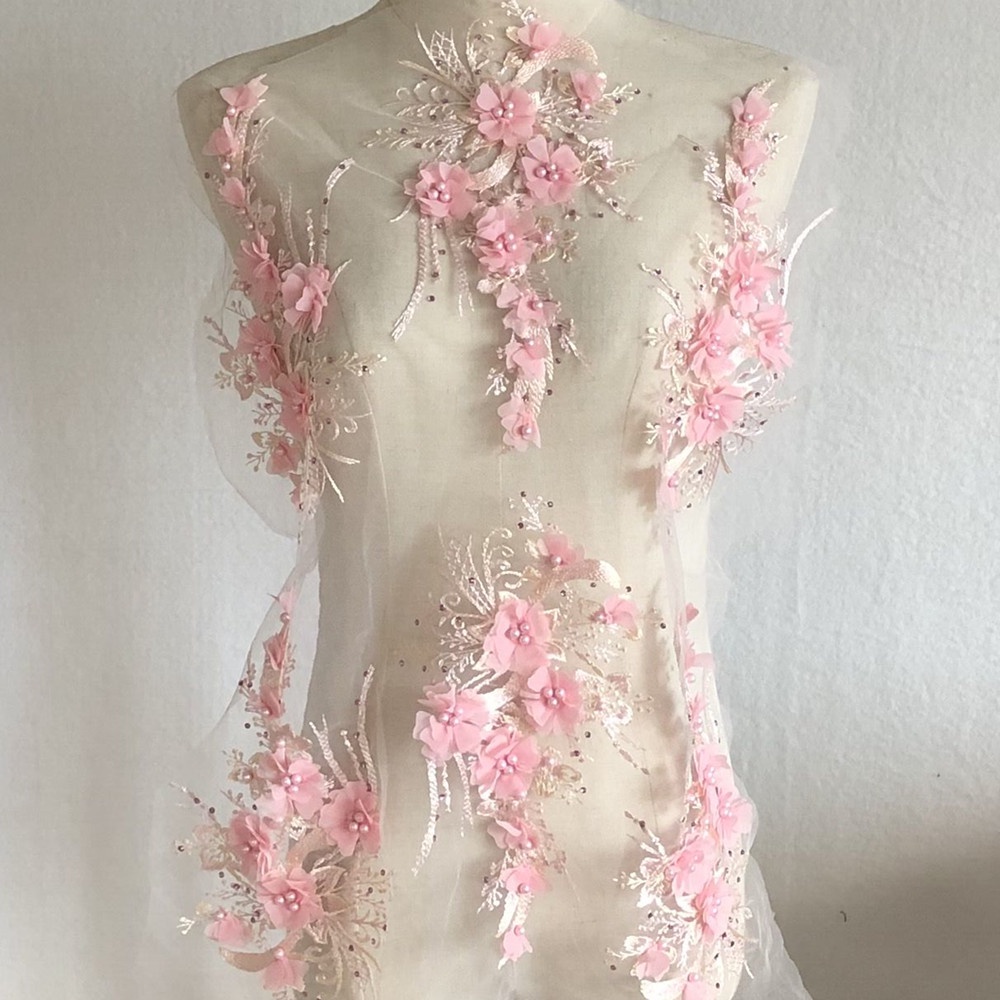 Miếng Ren Hoa 3D Dán Trang Trí Váy Cưới