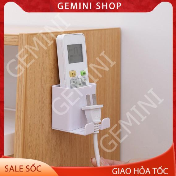 Giá đỡ Hộp để điện thoại remote điều khiển và cố định dây sạc khi sạc treo đồ dán tường GDT2 GEMINI SHOP