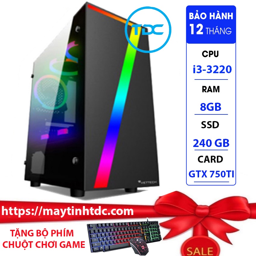 Case MAX PC GAMING X7 CPU Core i3-3220 Ram 8GB SSD 240GB GTX 750TI Chơi PUBG,LOL,CF,Fifa4,Đế chế...+Bộ Phím Chuột Game