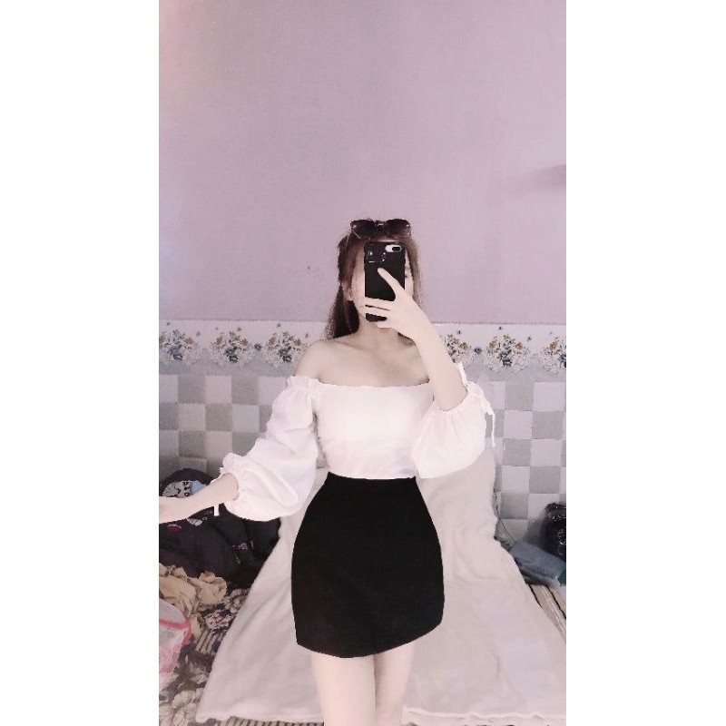 Áo tay bồng nhún sẵn mốt ngực ( kèm hình thật )