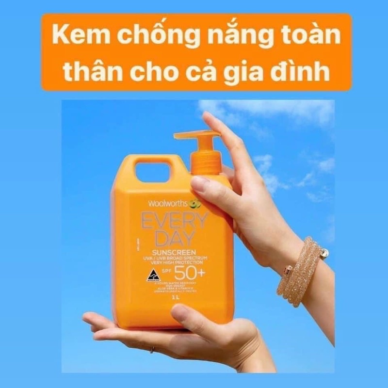 Kem Chống Nắng nội địa Úc Woolworths SPF 50+ Everyday Lotion sử dụng được cả gia đình nha