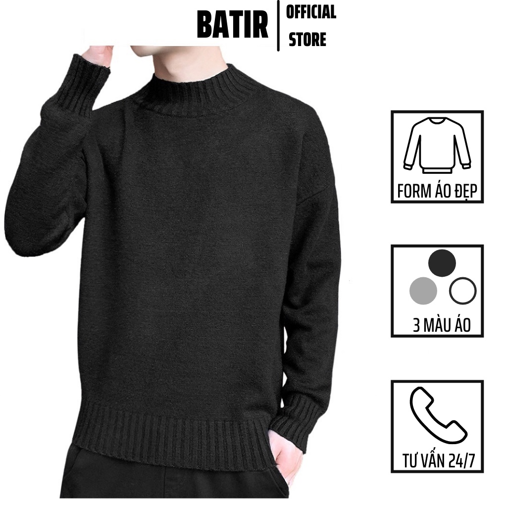 Áo len nam cổ tròn dài tay BATIR chất dày dặn phong cách hàn quốc mới nhất