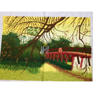 Tranh thêu tay Cầu thê húc 35 x 50 cm CTH001