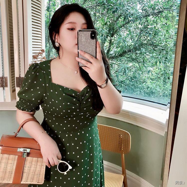 2021 Summer Wizard of Oz Plus Size Phụ nữ Khí chất Pháp Váy xẻ bên sexy Mỡ mm