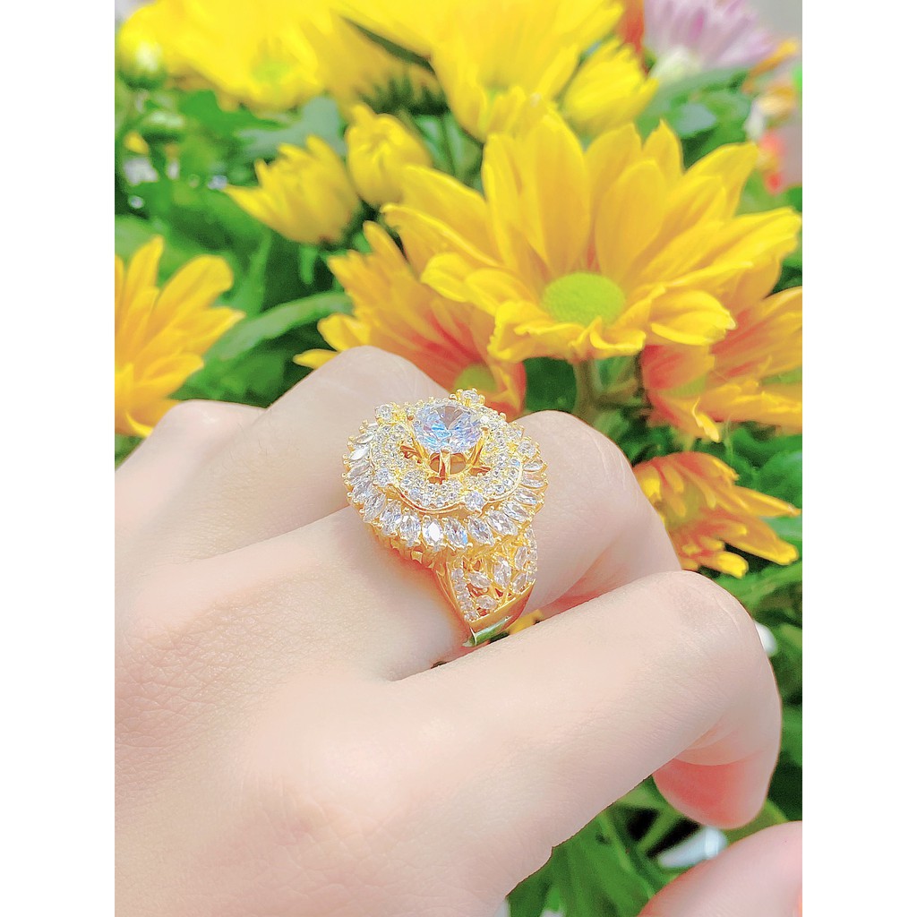Nhẫn nữ UHA mạ vàng 18k đính đá CZ N557159-165 - Trang Sức UHA