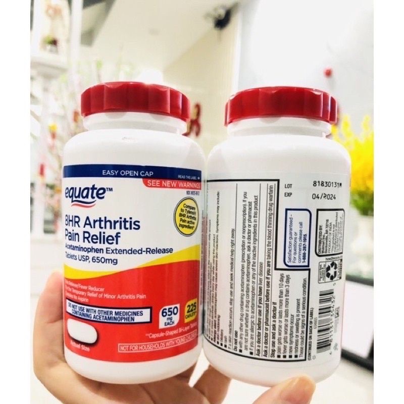 Viên khớp 8HR Acetaminophen 650 mg 225 viên Mỹ