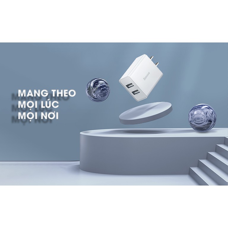 Củ Sạc Nhanh Baseus💎2 CỔNG + CHỐNG CHÁY NỔ💎Cốc Sạc Baseus Speed Mini Dual U Charger CCFS-M02 - BH 12T