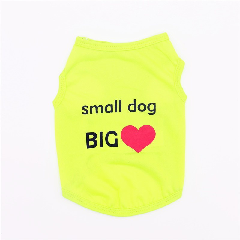 Áo thun chó mèo hình tim loại áo mùa hè không tay Small Dog Big love - Màu ngẫu nhiên