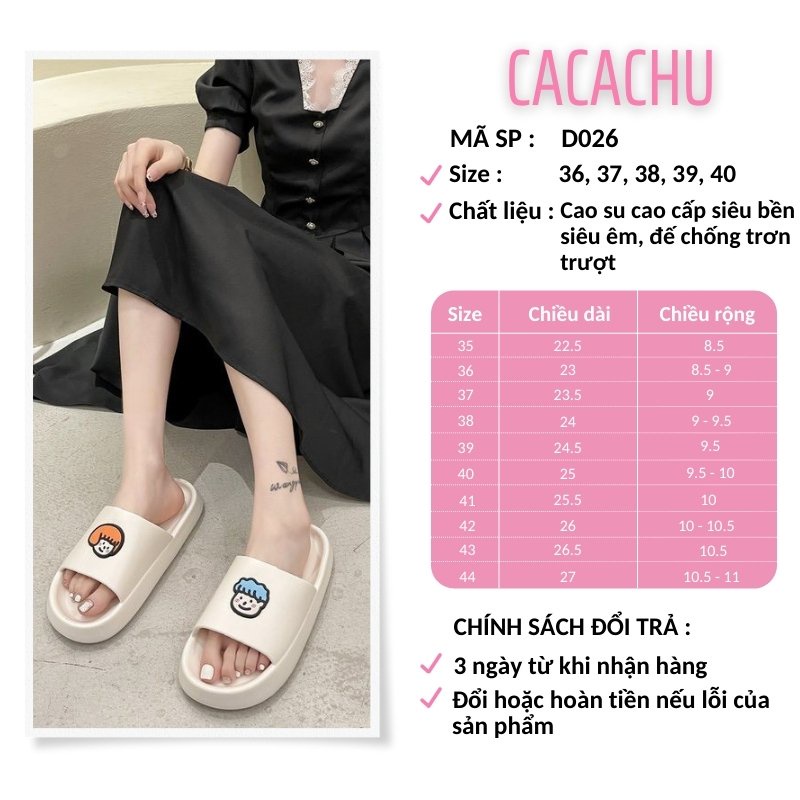 Dép nữ quai ngang bánh mì cute dễ thương Chibi hình bé trai bé gái đầu xù hot trend 2021 CACACHU D026