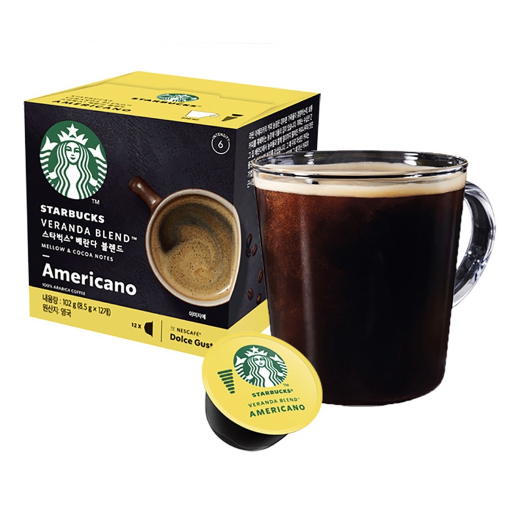 Hộp 12 viên nén cafe STARBUCKS VERANDA BLEND Americano cho máy Dolce Gusto 8,5g