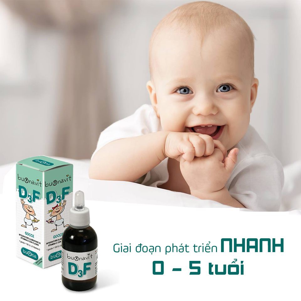 [Kèm Quà Tặng] Buonavit D3F - Bổ sung Vitamin D3 và Flo, giúp duy trì cấu trúc xương và răng, tăng tạo khoáng men răng