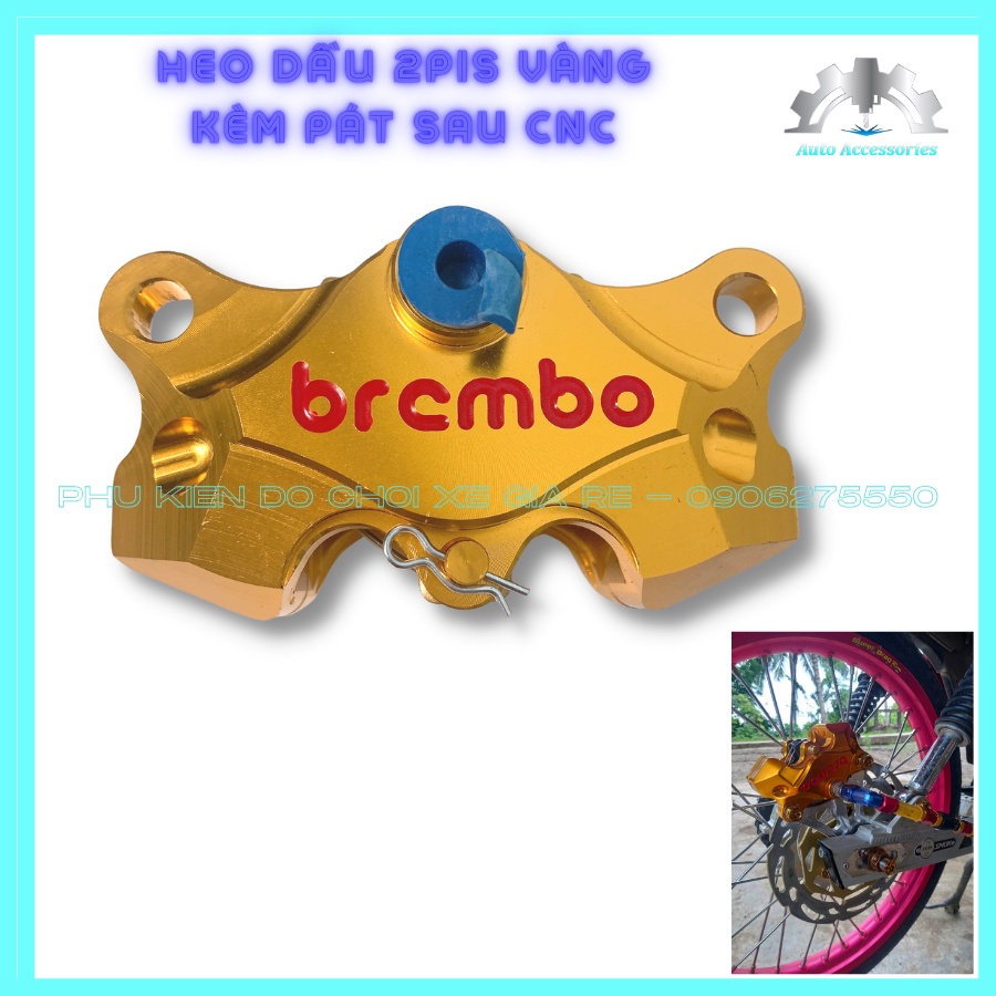 COMBO SAU Wave Sirius Jupiter Future Dream lên đĩa Sau - Heo Dầu Brcmbe 2piston đối xứng + Pát CNC gắn Sau đi đĩa 220mm