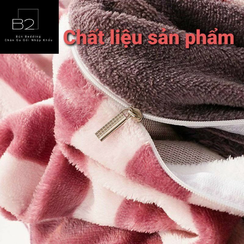 Bộ chăn ga gối 4 món, ga giường nỉ nhung 3d chất mịn màng hàng nhập khẩu