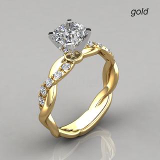Nhẫn đính hôn gắn đá zircon màu vàng hồng/bạc/vàng cho nữ