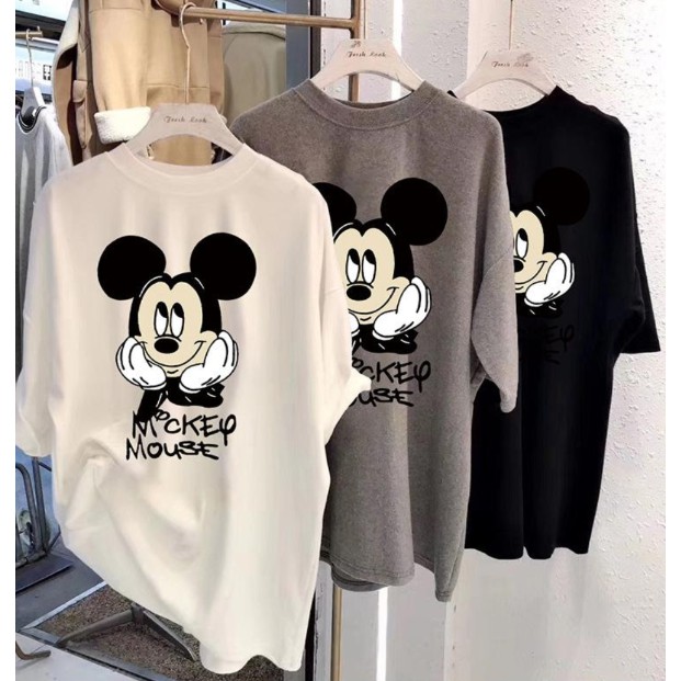 Áo Thun cổ tròn Nữ Ngắn Tay Hình Chuột Mickey