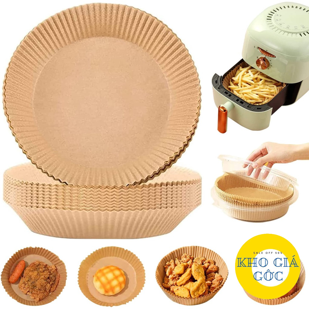 Set 50 Miếng Giấy Lót Nồi Chiên Hình TRÒN Khuôn Bánh - Giảm Thiểu Tối Đa Dầu Mỡ Bám Vào Nồi Chiên