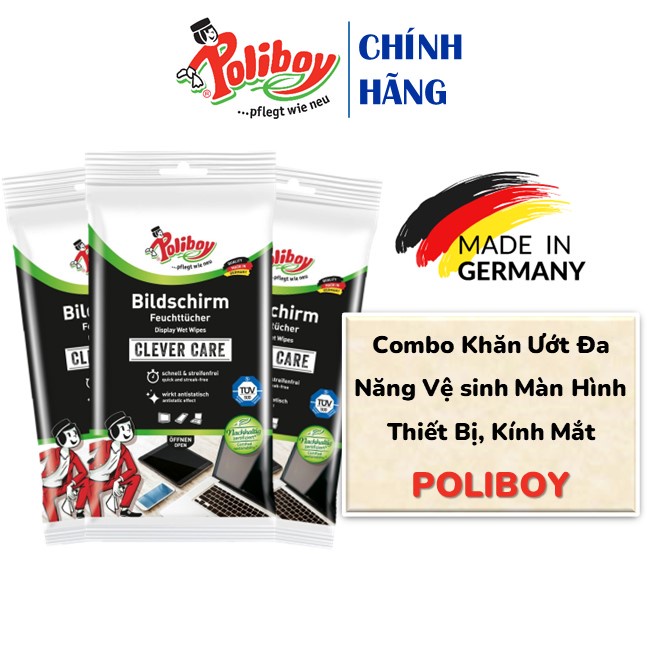 Combo Khăn Giấy Lau Màn Hình, Kính Mắt POLIBOY làm sạch màn hình điện thoại 30 Tờ/Gói làm sạch màn hình ipad laptop