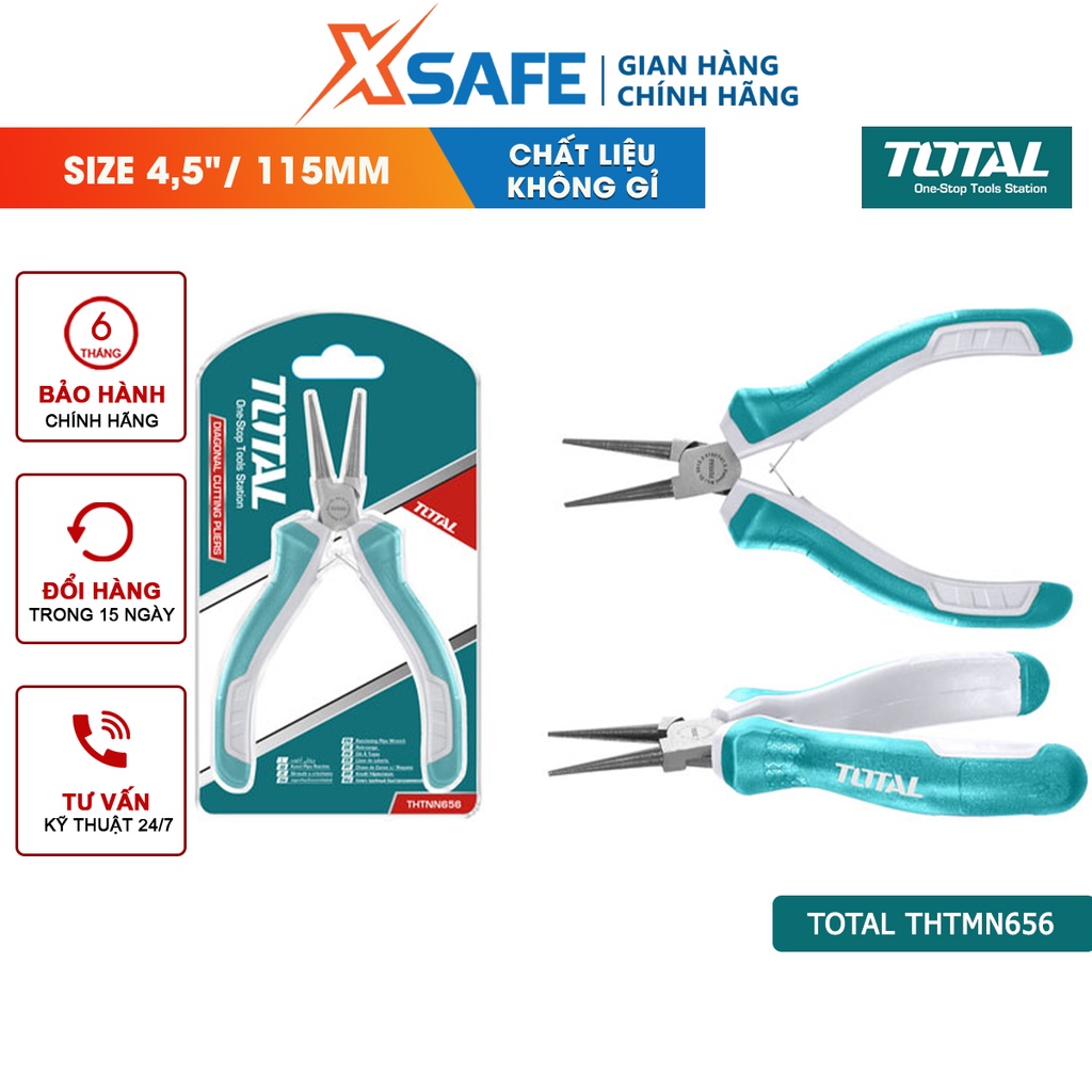 Kềm uốn vòng mini TOTAL THTMN656 Kìm uốn vòng kích thước 4,5&quot;/ 115mm, thép CR-V, tay cầm cách điện, bọc cao su