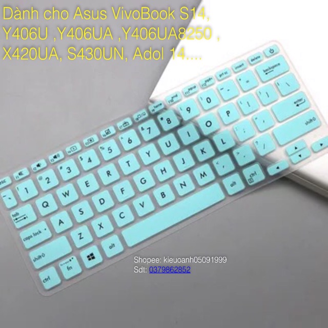Tấm silicon phủ bàn phím dành cho máy Asus VivoBook S14 Y406, Adol 14, S430UN, X420UA loại 14 inch