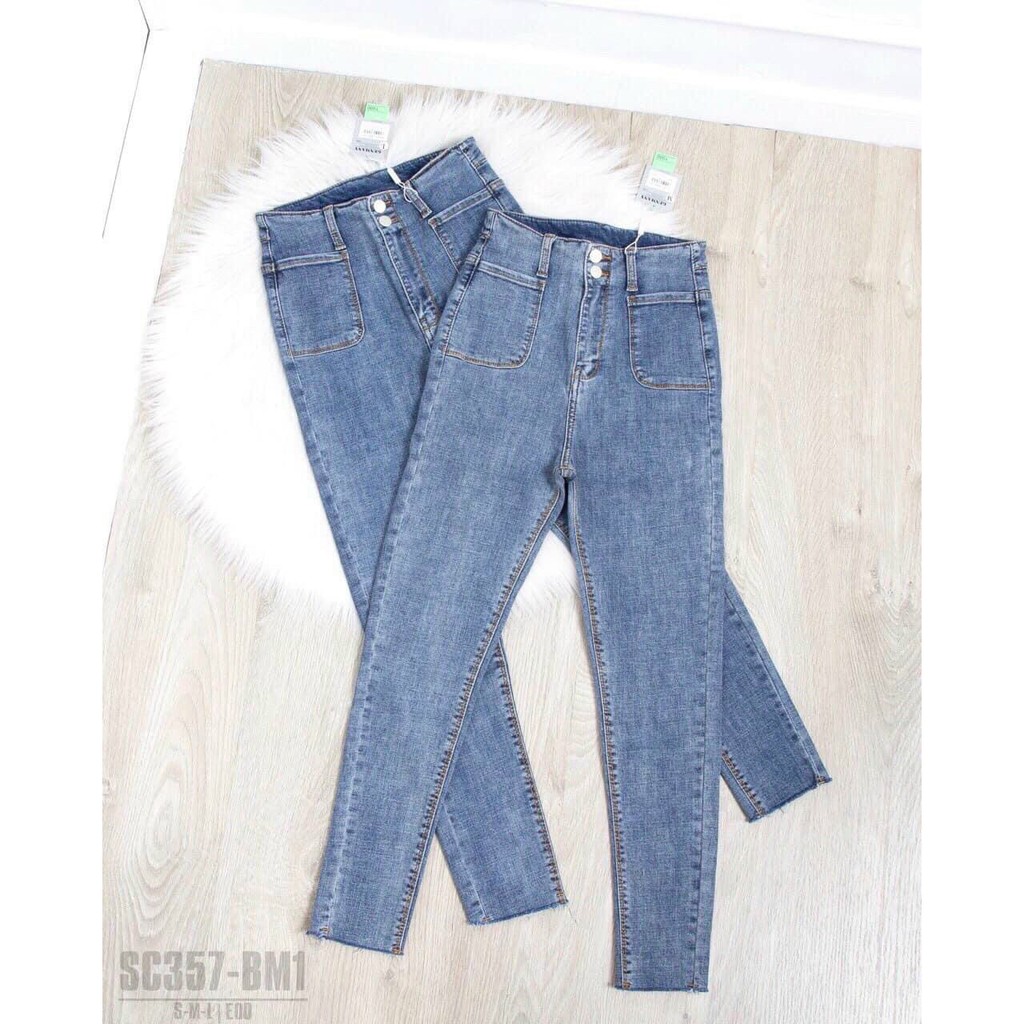 quần legging jean MÀU XANH cực đẹp phối 2 túi lớn cực cá tính cực phong cách sành điệu