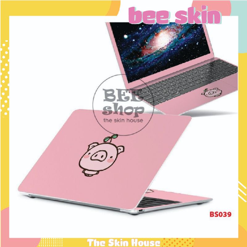 Miếng dán laptop BEE SHOP mẫu CUTE PIG 1 cho Macbook/HP/ Acer/ Dell /ASUS