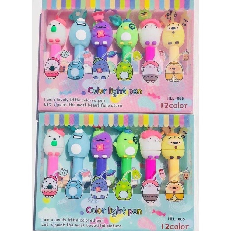 Set gồm 6 cây dạ quang đầu thú 12 màu