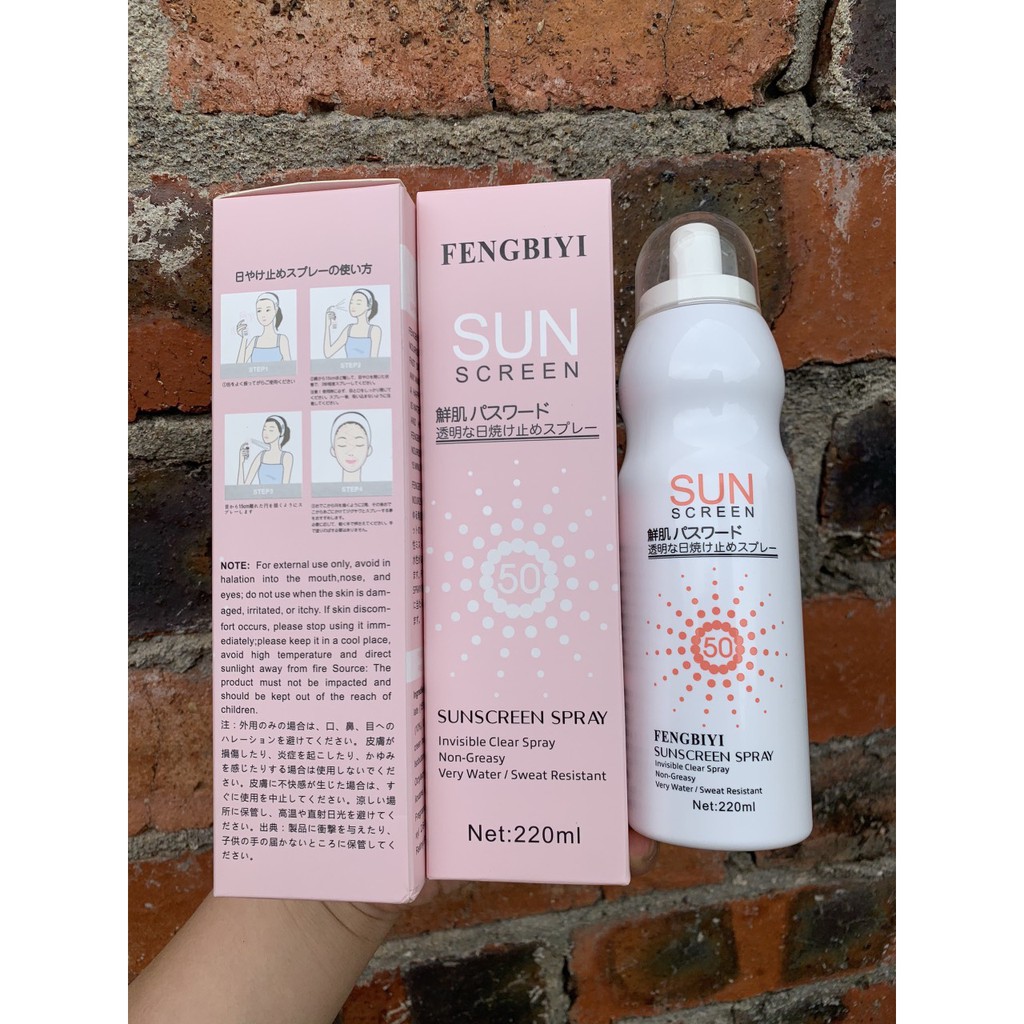 Kem chống nắng dạng xịt Sun Screen SPF 50, xịt chống nắng Nhật Bản