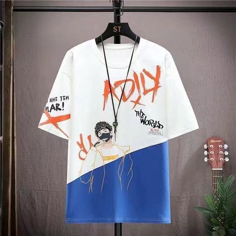 Áo Thun Tay Ngắn Cổ Thuyền Dáng Rộng In Họa Tiết Thời Trang Mùa Hè Cho Nam size M-5XL