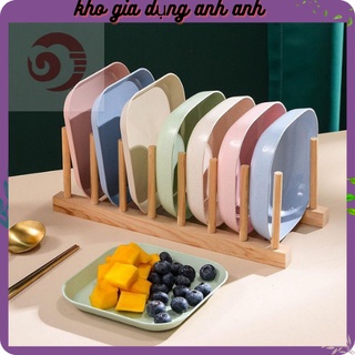 Set 8 bát đĩa lúa mạch chữ nhật màu pastal siêu xinh