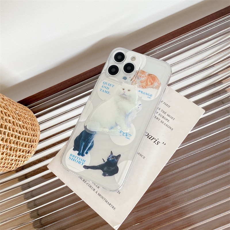 Ốp Điện Thoại TPU Mềm Có Đế Đỡ Hình Mèo Cho Iphone 7 8 PLUS X XR XS 11 12 13 PRO MAX SE 2020