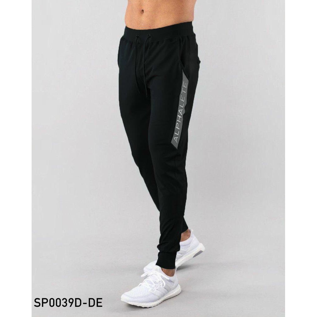 Quần Tập Gym Nam – Quần Jogger Gym ALPHALETE vải poly 2 da cao cấp, logo phản quang - BiT Fitness JG.ALP.PQ