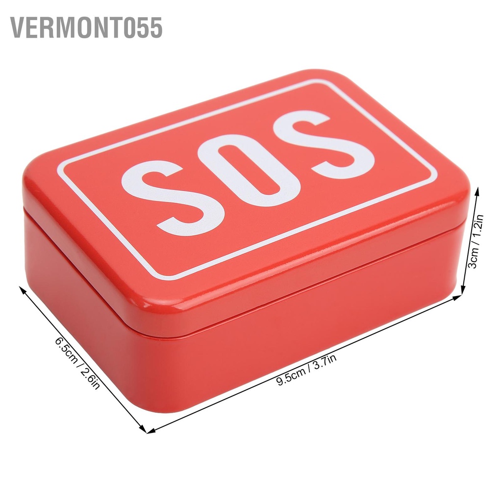 Vermont055 Hộp sắt sinh tồn mini SOS đựng đồ tại hiện trường di động Bộ lưu trữ dụng cụ khẩn cấp cho cắm trại ngoài trời