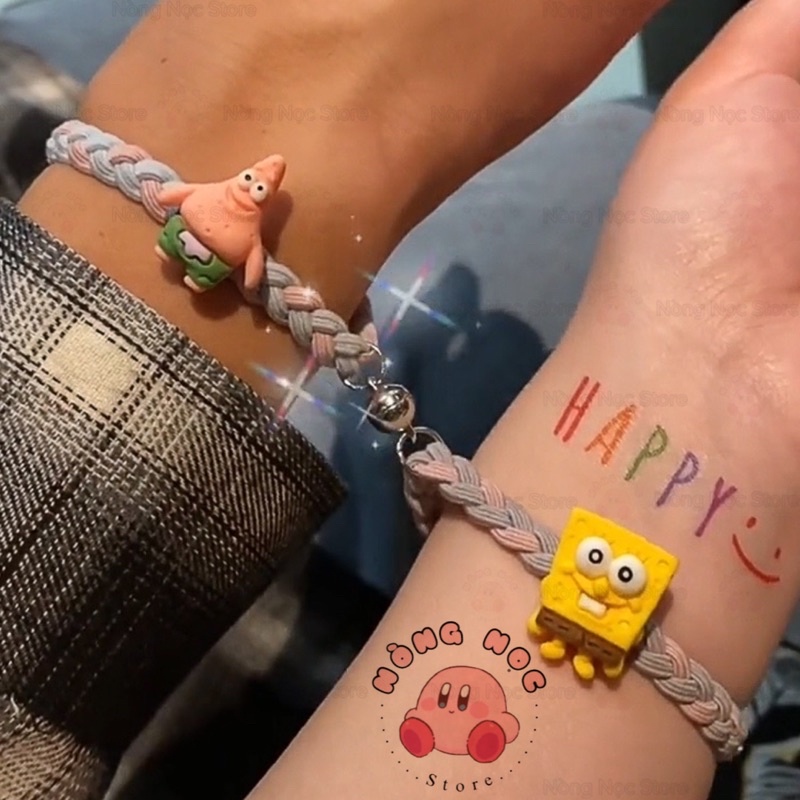 Vòng Đôi Đeo Tay Có Nam Châm Hút Nhau SpongeBob Phong Cách Hàn Quốc