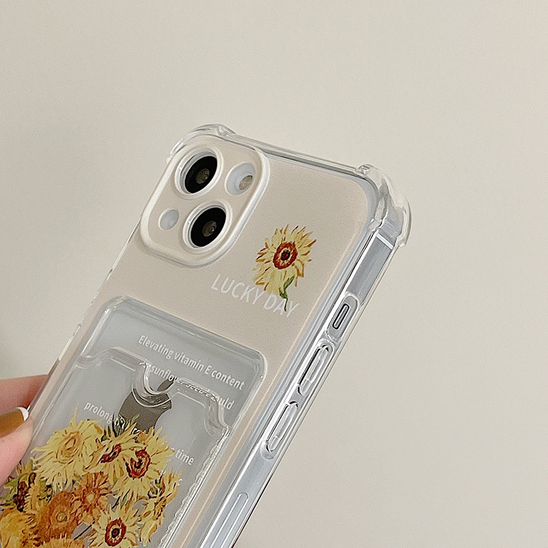 Ốp lưng iphone trong túi đựng thẻ hoa hướng dương 6/6s/6plus/6splus/7/7plus/8/8plus/xs/11/12/13/14/pro/max/plus/promTT21