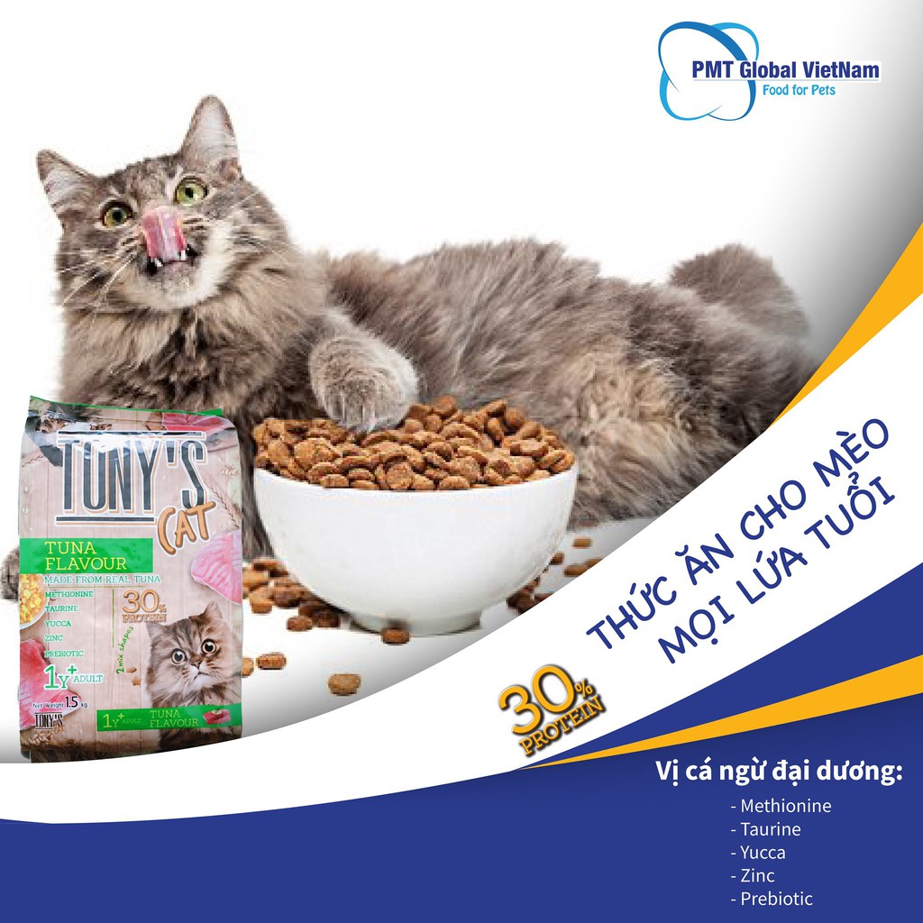 &lt;Bao lớn&gt; tony cat 1.5kg - thức ăn hạt cho mèo vị cá ngừ  (dùng cho mèo con và mèo trưởng thành)