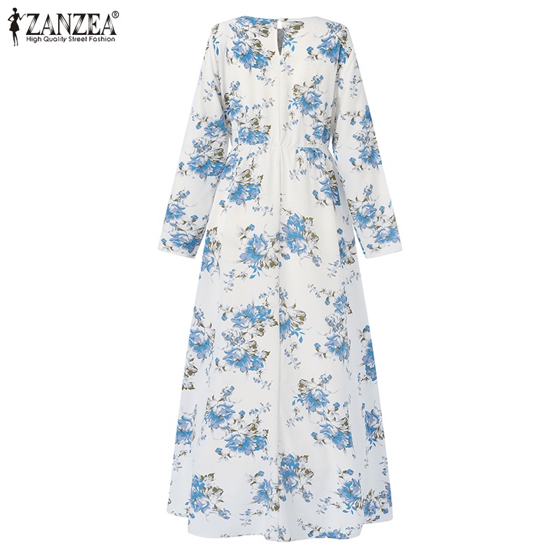 Zanzea Đầm Maxi Tay Dài In Họa Tiết Phong Cách Bohemian Thời Trang Cho Nữ