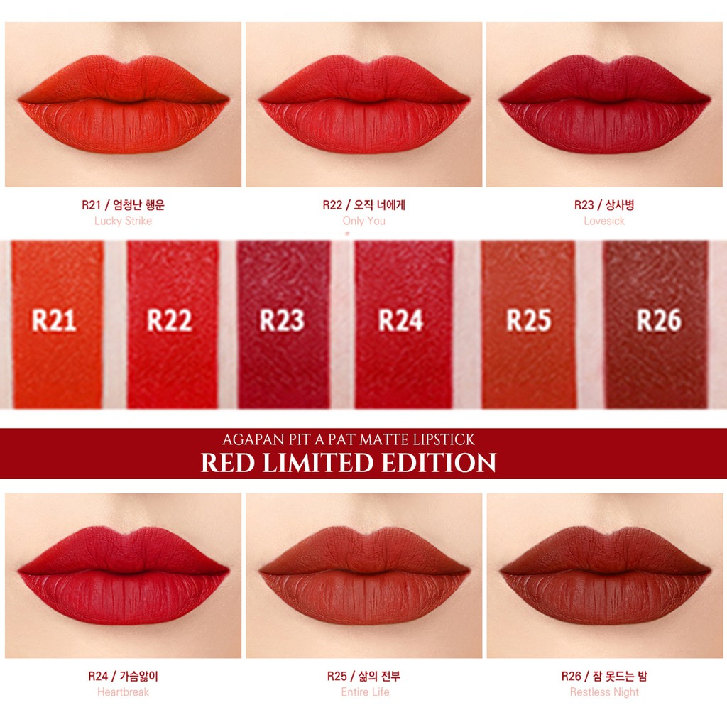 [Red Limited Edition] Agapan R23 Pit A Pat Mattle Lipstick + tặng ví bóp đựng tiền xu họa tiết Doreamon