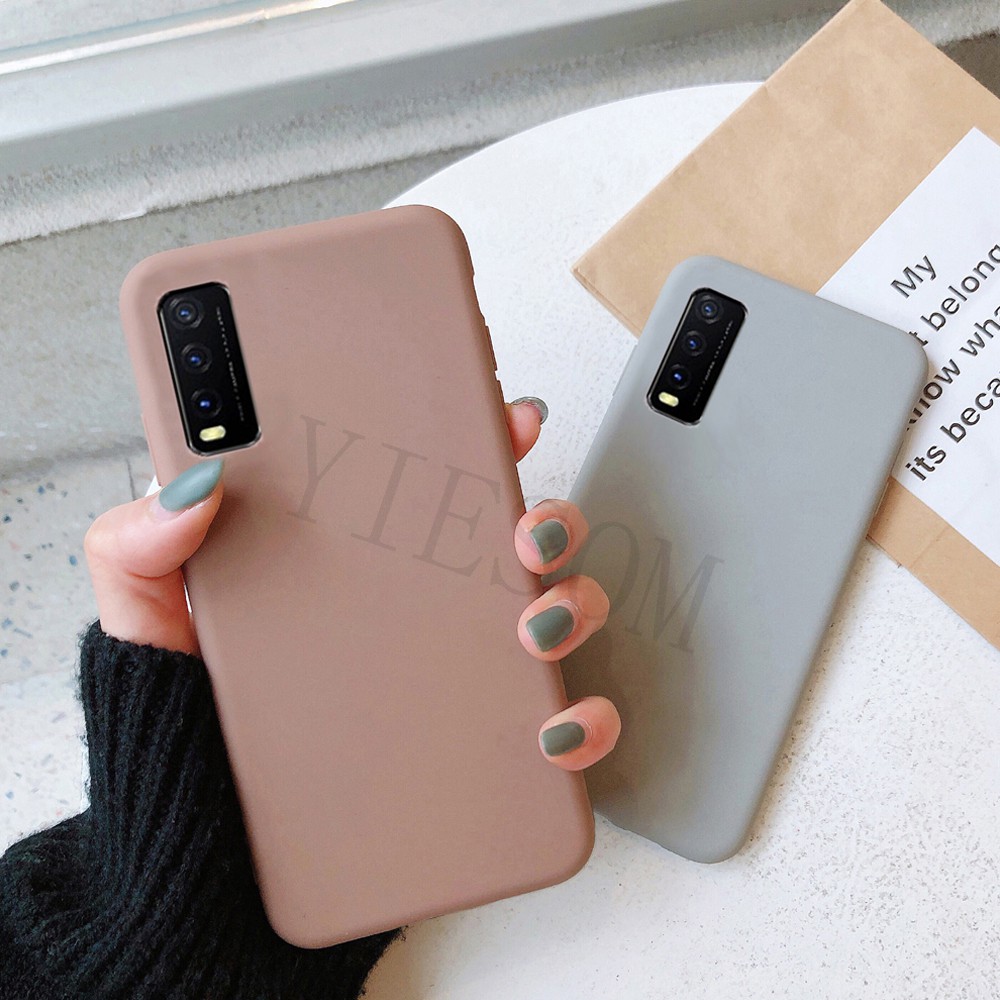 Ốp điện thoại TPU màu trơn xinh xắn cho Vivo Y20 Y20S Y20i Y20 2021 Y12S 2021