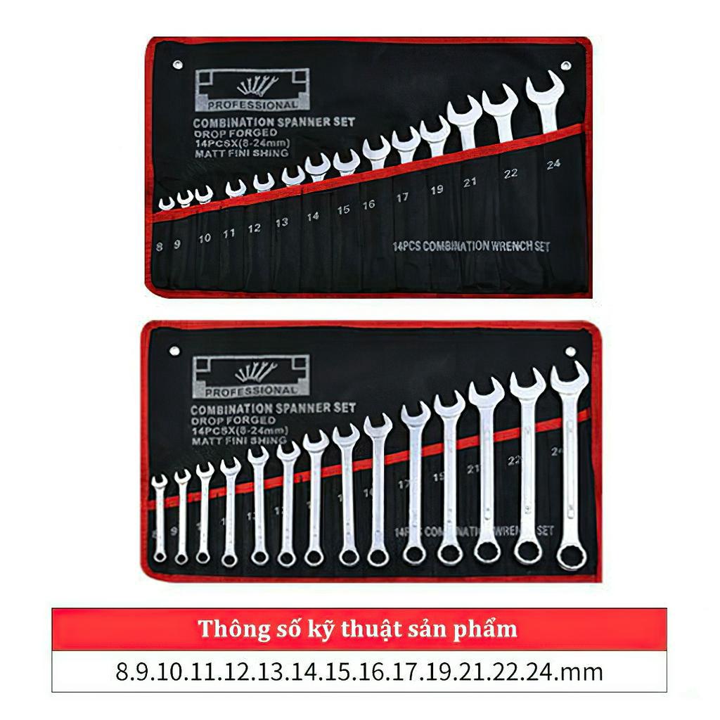 Bộ cờ lê yeti 14 cây tiêu chuẩn usa 8mm-24mm