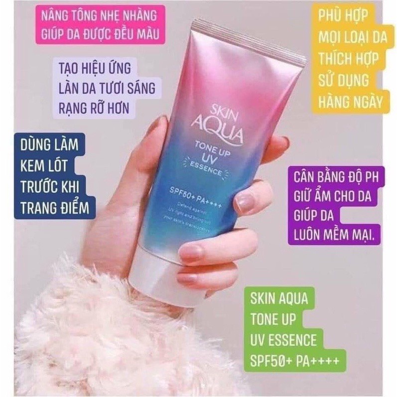 Kem Chống Nắng Skin Aqua Sunplay Tone Up Nhật Bản, Việt- KCN Kiềm Dầu Nâng Tone Cho Da Dầu Mụn, Khô