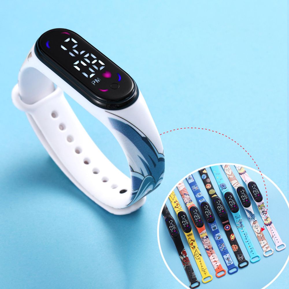 Đồng hồ thông minh kỹ thuật số có đèn LED và dây đeo bằng silicon siêu nhẹ hình hoạt hình