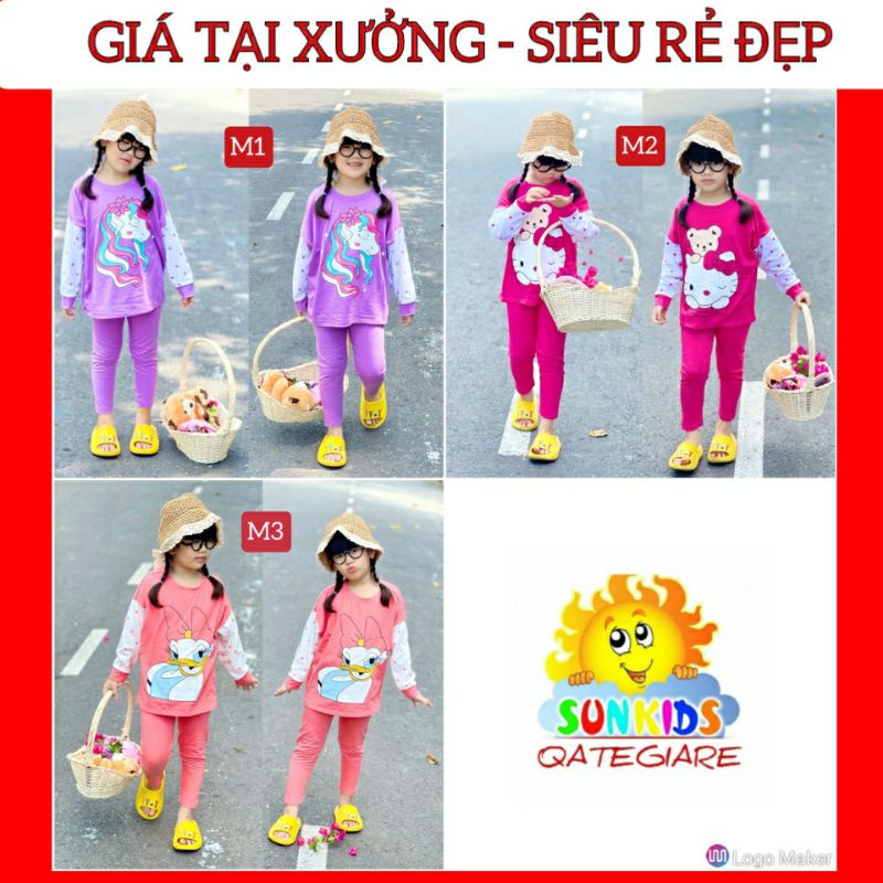 XẢ LẺ SIZE(20KG -40KG) Bộ quần áo dài bé gái size đại babydoll thun cotton | GBD12