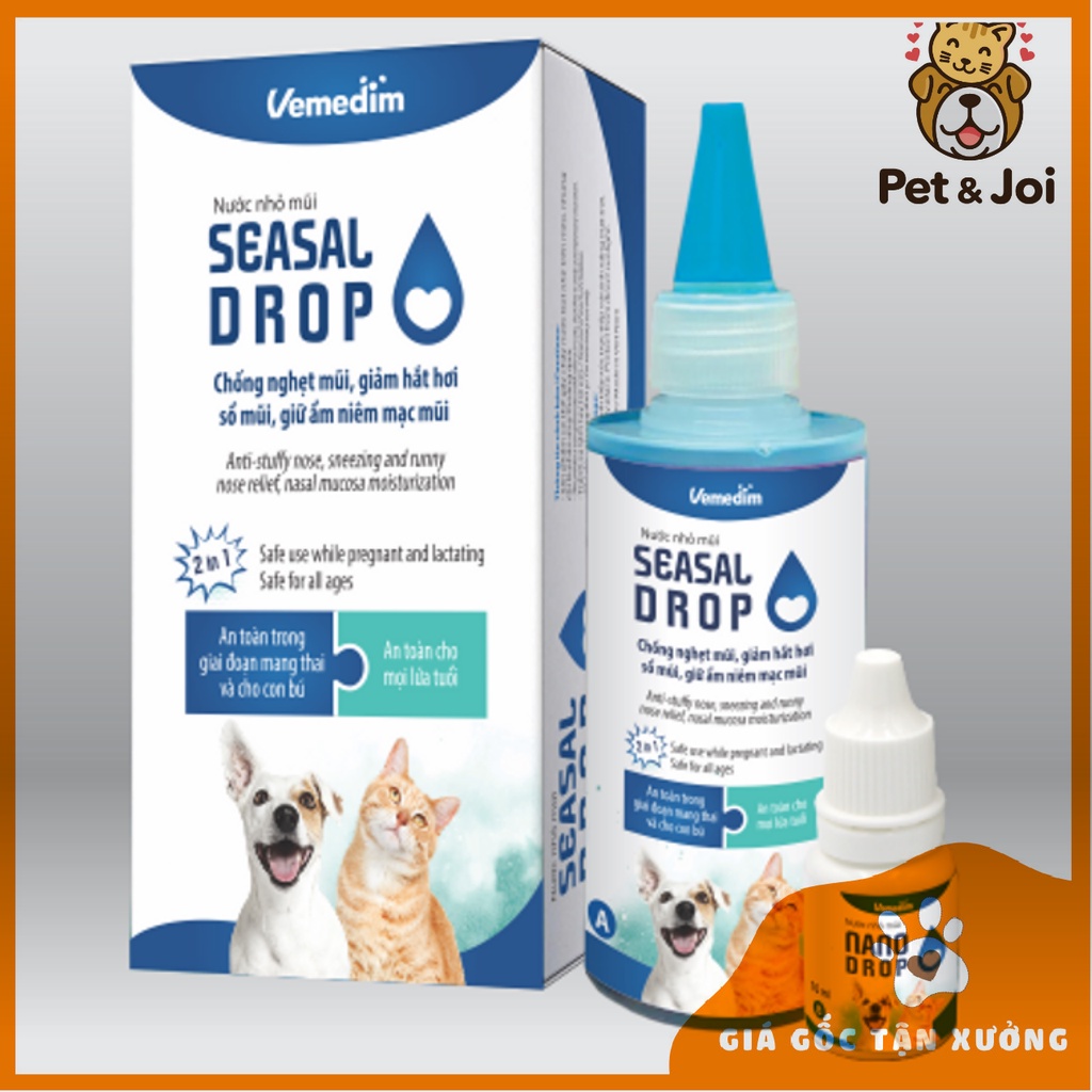 Vemedim Seasal drop nước nhỏ mũi chó mèo giúp chống nghẹt mũi, giảm hắt hơi, sổ mũi - PET&amp;JOI