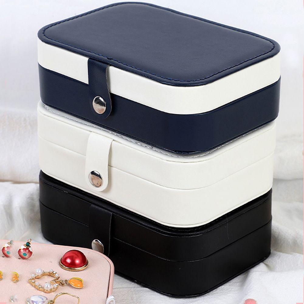 Hộp Đựng Trang Sức Bằng Da PU Hai Tầng Phong Cách Vintage Ốp