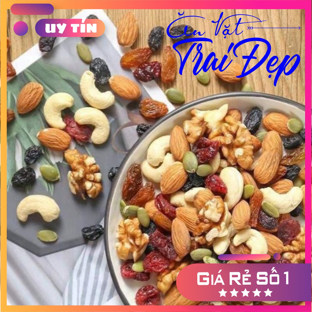 Hạt Dinh Dưỡng Mix 4 Loại ( Mixed Nuts): Hạt Dẻ - Hạnh Nhân - Macca - Hạt Điều Pet 500G - Trai Đẹp Snack