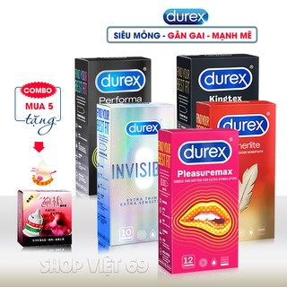 [Combo 5 Hộp] Bao Cao Su Durex Performa, Bcs Invisible, Bcs Pleasuremax, Bcs Kingtex Ôm Sát, Bcs Fetherlite (58 Cái)