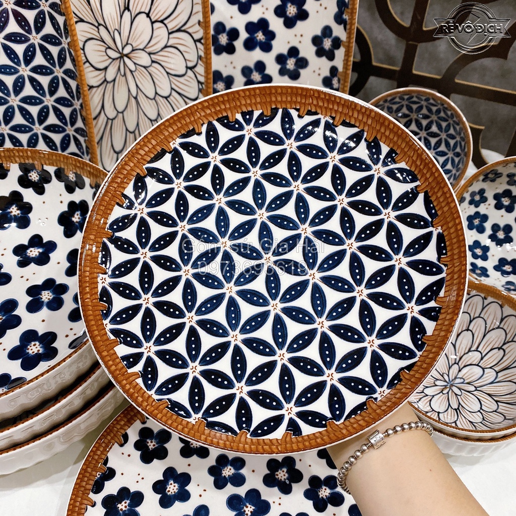 Bộ Bát đĩa decor, Bát sứ Bát ăn cơm, Bộ chén dĩa sứ Dễ thương cao cấp sét Mây Nhật 10 món H2 siêu đẹp