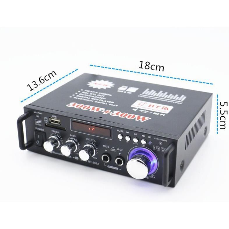 Freeship 50k Bộ Ampli Mini Blutooth sử dụng nguồn AC 220v hoặc DC 12V tích hợp 2 cổng MIC -dc2876