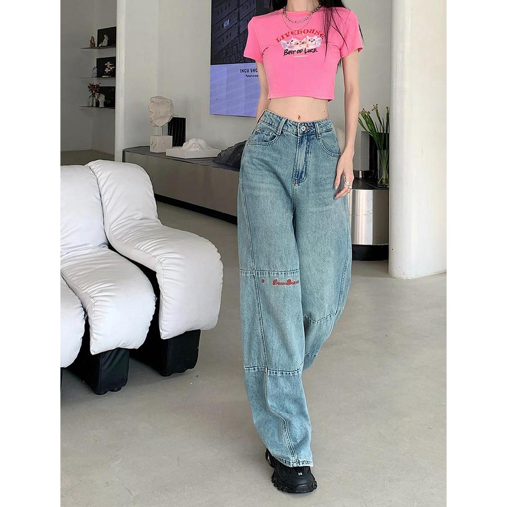 Quần Jean Ống Rộng Lưng Cao Theo Phong Cách Retro Mùa Hè 62236